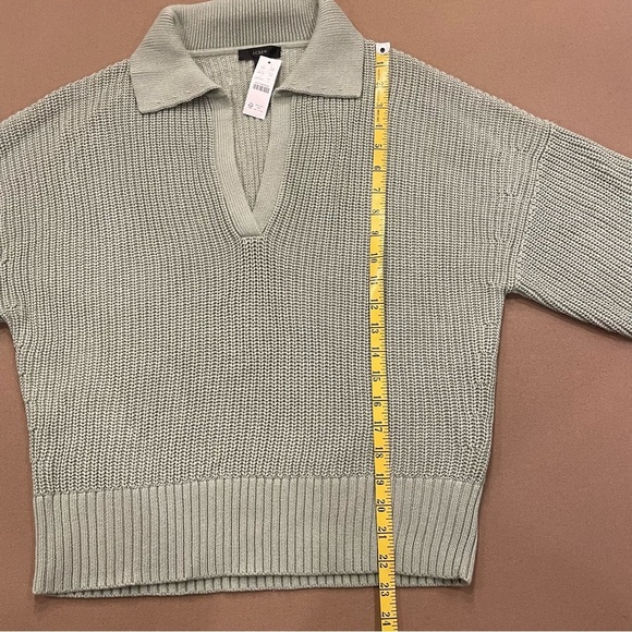 Women’s J. Crew Collared Cotton Beach Sweater Sage Green Size Large New With Tag - Picture 5 of 8